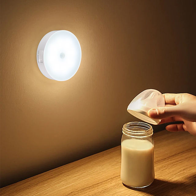 USB Rechargeable Battery-Powered Intelligent LED Human Body Sensing Night Light Home Wardrobe Cabinet Lighting Magnet Sticker