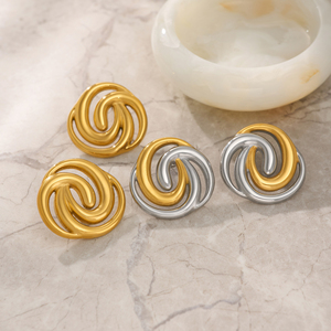 Nuovi orecchini rotondi a righe con spirale di colore Dazan NEW Ins Trendy 18k Pvd oro placcato in acciaio inossidabile per attori gioielli - Product Image 1