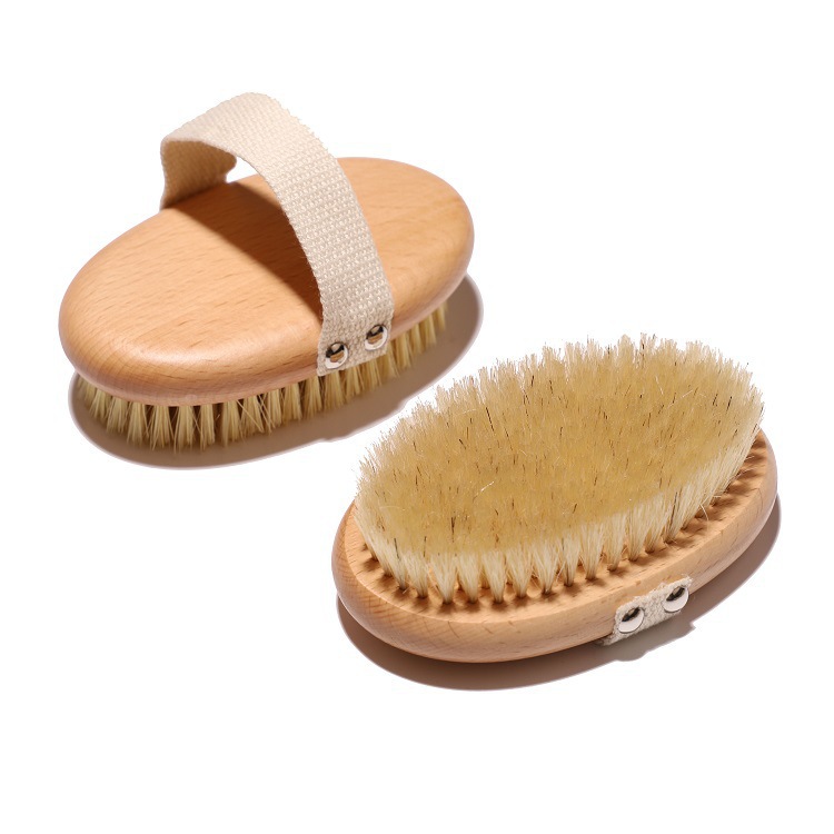 Brosse à main en bois de hêtre 13,5x8,5 cm avec poils de porc