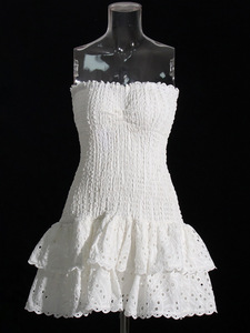 Vestido de verano de fiesta de alta calidad, moda coreana, fruncido, modesto, sin hombros, color blanco, 2023 - Product Image 2