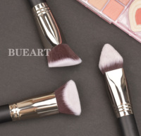 Daily Queen & Mor-phe 3 pièces Pinceaux de maquillage pour fond de teint en bois noir Nano Hair, Qualité supérieure et toucher luxueux, Logo personnalisé