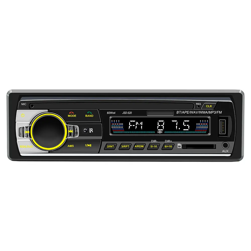 ホットセールユニバーサルオートラジオ7色12V24VカーオーディオMp3プレーヤー1シングルディンBT USB AUXFMカーラジオプレーヤー付き