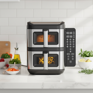 Four à <span class=keywords><strong>friture</strong></span> à air double panier 11L (5.5L+5.5L) avec 12 fonctions <span class=keywords><strong>de</strong></span> cuisson, technologie Fry Force 360, grille antiadhésive, prise VDE 220V - Product Image 3