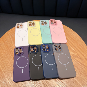 Cho Iphone16 Pro Max Đầy Màu Sắc Silicone Lỏng Từ Trường Hợp Điện Thoại Mềm TPU Ống Kính Bảo Vệ Cover Quay Lại Cho iPhone 15 14 13 12 11 Pro - Product Image 2