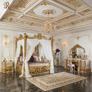 Ensemble <span class=keywords><strong>de</strong></span> chambre à coucher <span class=keywords><strong>de</strong></span> style turc <span class=keywords><strong>de</strong></span> luxe, <span class=keywords><strong>lit</strong></span> à baldaquin à quatre poteaux, <span class=keywords><strong>lit</strong></span> en bois sculpté doré pour la décoration intérieure <span class=keywords><strong>de</strong></span> villas royales et <span class=keywords><strong>de</strong></span> palais - Product Image 1