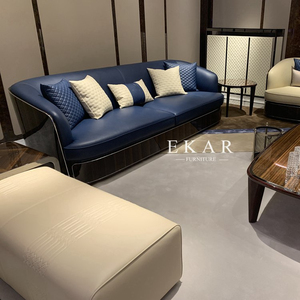 Sofá italiano real moderno de alta gama, sala de estar, sofá Seccional de cuero - Product Image 2