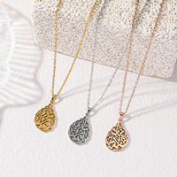 Collar con Colgante de Acero Inoxidable con Diseño de Lágrima y Ayatul Kursi, Joyería Islámica Musulmana Árabe, para Eid y Ramadán, Venta al Por Mayor