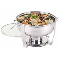 Plat de cuisson classique en acier inoxydable 201 écologique avec couvercle en verre pour buffet, compatible gaz et induction, sans revêtement