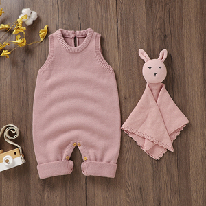 Mimixiong personnalisé en gros vêtements pour tout-petits couleur unie nouveau-né bébé tricoté sans manches barboteuse vêtements en tricot pour garçons filles - Product Image 3