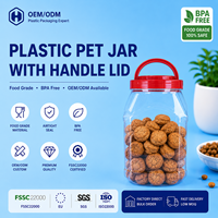 Bocaux à bonbons et à en-cas en plastique PET transparent de qualité alimentaire, 2100 ml, avec couvercle à vis rouge, étanches et sans BPA