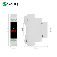 Monophasé Din Rail Mount LED Voltmètre et Ampèremètre Mini Modulaire 1P 18mm AC 80-500V Indicateur de Fréquence 1.0% Précision 100A