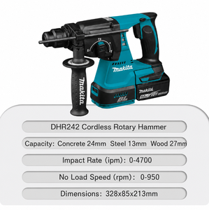 Makitas DHR242Z <span class=keywords><strong>18V</strong></span> LXT Perforateur-burineur sans fil sans balais SDS-Plus pour béton, outil nu - Product Image 5