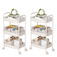 Chariot de salon mobile à poignée métallique Chariot de rangement de cuisine Support de rangement pour salle de bain Support de rangement peu encombrant Chariot roulant en maille