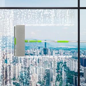 Raclettes de fenêtre télescopiques à long manche essuie-glace double face avec <span class=keywords><strong>balai</strong></span> anti-poussière à tête rotative pour le nettoyage des vitres - Product Image 4