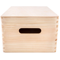 Grande boîte de rangement en bois poli déco créative avec couvercle à charnière pour décoration de vacances et cadeau