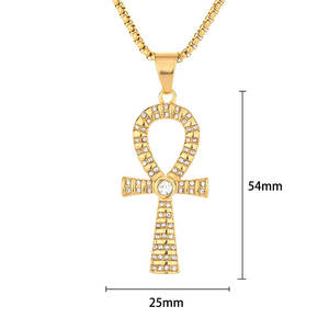 Custom 316L Stainless Steel Charm <b>Necklace</b> 14K 18K PVD Gold Plated Fine Jewelry Fashion Zircon Cross <b>Ankh</b> <b>Necklace</b> For Women - Product Image 6