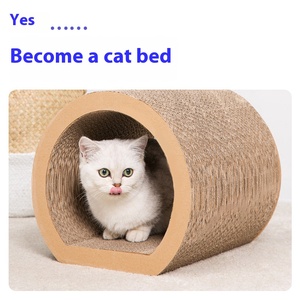 Hoge Dichtheid Gegolfd Papier Kattenmeubilair Stijlvolle Ovale Kat Huis En Scratcher Klassieke Grote Stijl Voor Kerstvakantie - Product Image 6