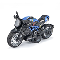 PANDAS-Modèle de moto en alliage 1:8, jouet de vélo de course en métal moulé sous pression avec simulation de route et décoration de véhicule en plastique