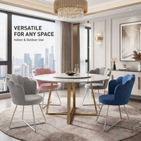 Sofá Individual de Lujo Ligero con Forma de Pétalo, Sillón de Terciopelo con Forma de Flor para Dormitorio y Sala de Estar