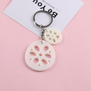 Llaveros de Resina Plástica con Diseño de Rodaja de Raíz de Loto Simulada, Aleación de Zinc, Primavera 2025, Portátiles, DIY, para Bolsos y Fundas de Teléfono - Product Image 2