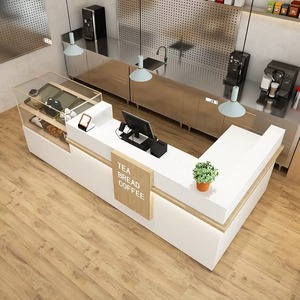 Postazione Cassa Personalizzabile Stile Moderno Minimal per Ristorante Bar Sala da Tè Pasticceria <span class=keywords><strong>Angolo</strong></span> <span class=keywords><strong>Caffè</strong></span> con Illuminazione a LED - Product Image 4