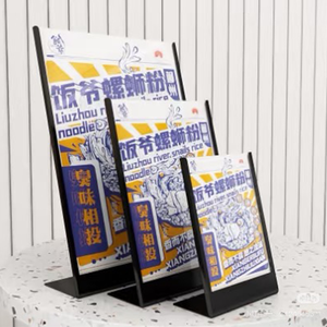 Thép không gỉ chải kim loại Bảng hàng đầu dấu hiệu áp phích hiển thị giá tùy chỉnh kim loại menu chủ acrylictable thẻ hiển thị đứng - Product Image 6