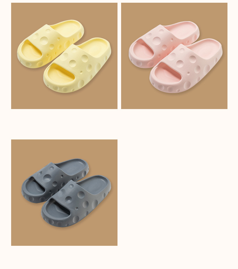 Cheese Slippers Women Home Casual Bathroom Slippers Non-slip Outdoor Soft EVA Slides Shoes