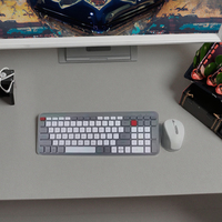 Combo de Teclado y Ratón Inalámbrico BT+2.4G de 99 Teclas de Perfil Bajo con Teclas Tipo Chocolate para Oficina, Compatible con Laptop y Escritorio
