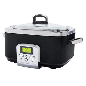 Cuisinière lente <span class=keywords><strong>électrique</strong></span> en acier inoxydable programmable de 4 à 6 L pour la maison, minuterie numérique, couvercle en verre, poignées pliables pour économiser de l'espace, maintien au chaud - Product Image 2