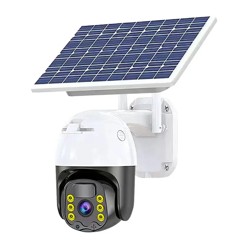 Câmera de segurança com visão noturna, sistema de cartão SIM 4G, alarme solar, sem fio, wi-fi, para uso ao ar livre, com sistema de visão noturna
