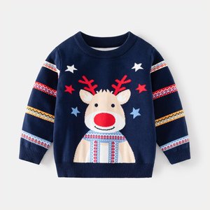 <span class=keywords><strong>Pull</strong></span>-over en maille fine pour enfant, motif petit cerf de Noël, pour garçons, OEM ODM - Product Image 3