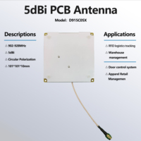 Antena RFID UHF Externa de Polarización Circular 3dBi 902-928MHz PCB SMA Macho Protocolo ISO 18000-6C Lectura de 15m WiFi RS232