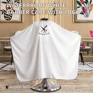 Capa de Barbero Blanca de Poliéster Resistente al Agua con Logotipo Impreso MX - Product Image 2