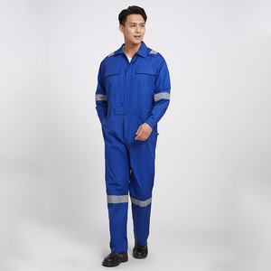 Pemasok Cina pakaian kerja pria 240gsm100% katun keseluruhan reflektif keselamatan Boilersui pakaian kerja Coverall reflektif seragam kain pakaian kerja - Product Image 2
