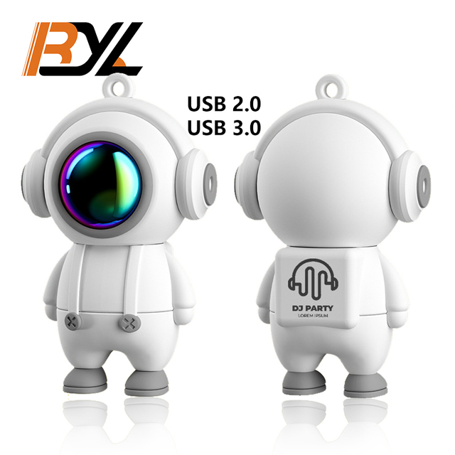 Cool Gadgets Cartoon USB Stick Astronaut Pen Drives 64GB 128GB 256GB PVC USB Flash Memorias 3.0 USB Flash Drive