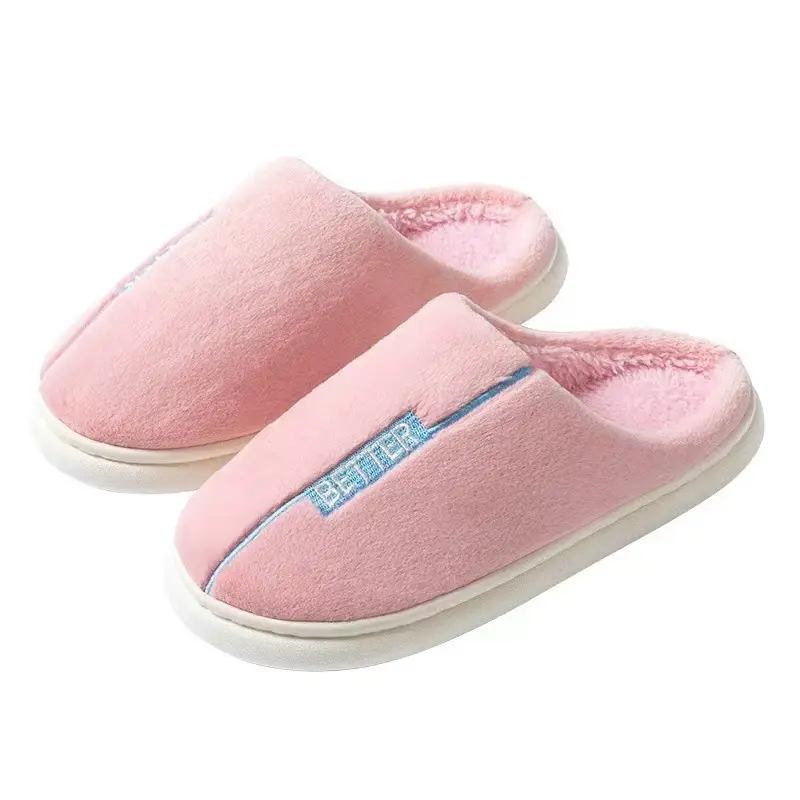 Cotton slippers female autumn and winter outside wear comfortable indoor warm home couple thick soles plus fluffy supporting sho