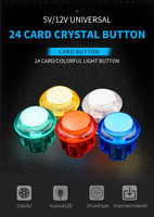 JY Prix Usine Personnalisé Haute Qualité 24/30mm LED 5V/12V Multicolore Transparent pour Bouton Poussoir de Jeu d'Arcade en Plastique Anglais