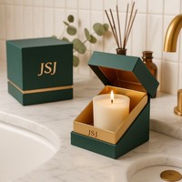 Boîte à bougies blanche classique, emballage en carton de luxe avec logo en relief pour marque de parfum minimaliste, pot de cire parfumée