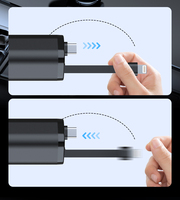 Pengisi Daya Mobil Cepat 4 in 1 dengan Layar LED Digital, Kabel Retraktil 2 Buah, Tipe C, Pengisi Daya Mobil Portabel untuk iPhone