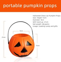 Seaux de citrouille d'halloween en plastique, grands, moyens et petits pots de bonbons pour enfants, citrouille à décor d'automne, vente en gros