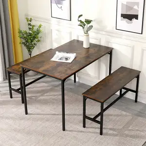 Mesa de comedor industrial de hierro, escritorio de madera con juego de sillas, diseño moderno, mesa de madera barata, mesa de comedor de madera