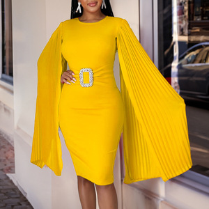 <span class=keywords><strong>Abbigliamento</strong></span> <span class=keywords><strong>Donna</strong></span> <span class=keywords><strong>Taglie</strong></span> <span class=keywords><strong>Forti</strong></span> Autunno Inverno Nuovo Abito Africano Aderente Sexy con Mantella Tinta Unita in Poliestere Spandex - Product Image 6
