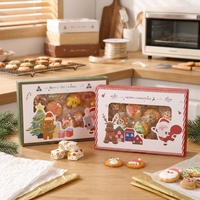 Boîte cadeau de Noël pour biscuits, boîte d'emballage en carton avec fenêtre transparente, boîte à biscuits portable pour les fêtes