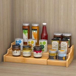 Étagère à épices en bambou, étagère de rangement extensible à trois niveaux, pour cuisine et placard, un produit transfrontalier très demandé - Product Image 2