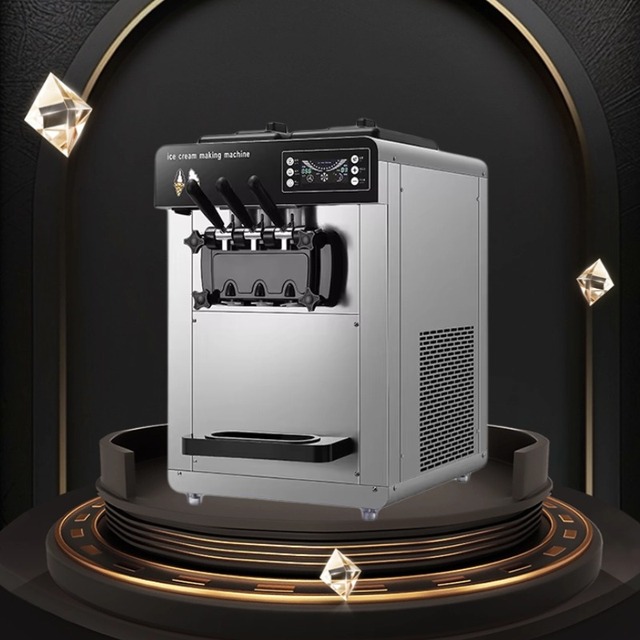 12L Table Top Soft Serve Ice Cream Machine Automatic Cleaning 3 Flavor Soft Ice Cream Maker for Business Use