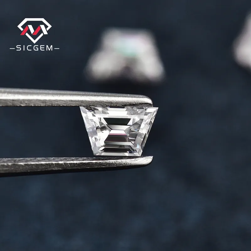 SICGEM 0.2-1 carat trapèze coupe VVS Moissanite diamant pierre précieuse en vrac dans différentes tailles et poids