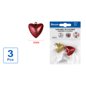 3 pezzi campane colorate a forma di cuore da 25MM per artigianato artigianale e decorazione - Product Image 1