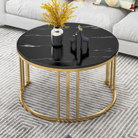 Ensemble de table basse rond en métal, style moderne, set de table basse de style luxueux