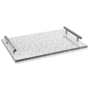 Judaica Sabbath Acrílico Wave Challah Board con asas de latón Lucite Challah Bandeja para servir