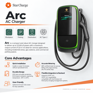 Nuevo Cargador de Vehículos Eléctricos CA con Medidor CB CE Starcharge Arc MID de 22 kW, Trifásico, Control por Aplicación Inteligente, Facturación Precisa, OCPP 2.0.1, Wallbox - Product Image 3